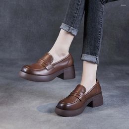 Dress Shoes Top Layer Cowhide Thick Sole Big Toe British Small Leather For Women's 2024 Autumn Lefu