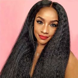 Synthetic Wigs Cosplay Wigs Kinky Straight Wig Long Black Wig Afro Wigs For Black Women 30 Inch Long Natural Hair Wig Yaki Straight Hair 240328 240327