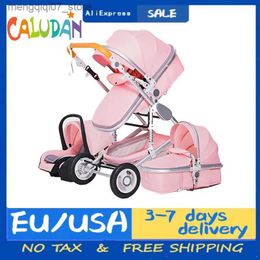 Strollers# High Landscape Baby Stroller 3 in 1 With Car Seat Pink Stroller Luxury Travel Pram Car seat and Stroller Baby Carrier Pushchair L240319