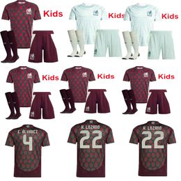 Top thailand quality 24 25 copa 2024 MEXICO soccer jerseys Mexico 1985 Retro Kit football shirt red and white soccer shirts CHICHARITO LOZANO kids sets uniform