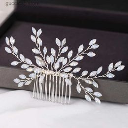 Tiaras Trendy Silver Colour Rhinestone Crystal Bridal Hair Comb Wedding Hair Accessories Bridal Headpiece Women Bride Hair Jewellery Tiara Y240319