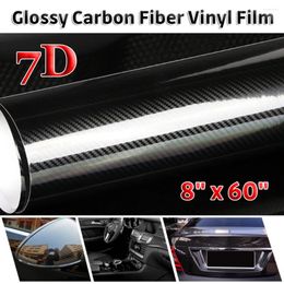 Window Stickers 20x152cm Car 7D Carbon Fibre Film Wrap Sheet Roll Sticker Decals Black Auto Decal Paper Motorcycle Styling Accessories