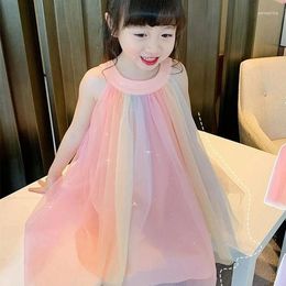 Girl Dresses Girl's Sleeveless Dress Summer Western Style Sling Baby Fluffy Gauze Children's Fairy Princess