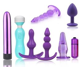 8pcslot Silicone Beads Anal Plug G Spot Vibrator Anus Massager Adult Sex Toys For Men Women Clit Stimulation Sex Product Set Q0325100149