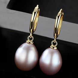 Real S925 Sterling Silver Earrings Anti Allergy Fresh Water Pearl 18K Gold Plating Eardrop Fine Jewelry Fashion Accessories Lady 240311