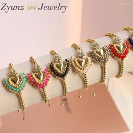 Strand 5PCS Gold Colour For Women Jewellery Crystal Heart Charm Bracelet Adjustable Rope Pulseras