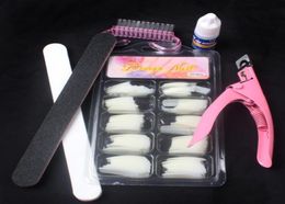 100 Pcs Natural Acrylic French Tips Nail Art Glue Cutter Polish File Tools Kits Beauty Set6478424