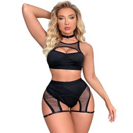 Sexy Erotic Lingerie Suit Crotchless Fishnet Panties Underwear Set Intimacy Bondage Porn Flirting Sex Toys for Woman Supplier 240307