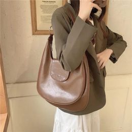Totes Korean Style Women Shoulder Bags Vintage Soft PU Leather Ladies Handbags Desinger Hand Bag Large Capacity Brown Bolsas
