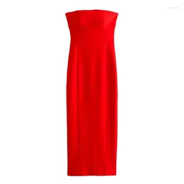 Casual Dresses YENKYE Sexy Women Red Fitted Strapless Christmas Party Vestidos