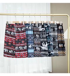 Thai Elephant Pants Women's Ethnic Style Loose Wide Leg Beach Pants Home Leisure High Waist Slimming Trendy Quarter shorts yakuda store