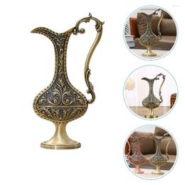 Vases European Style Retro Vase Floral Metal Craft Ornament Adornment Home Decor Desktop Artistic Flower Household Design Holder