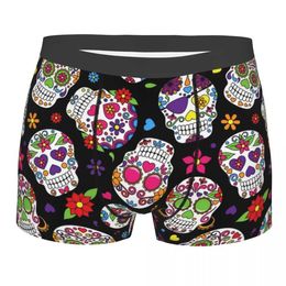 Underpants Colourful Sugar Skulls Mens Underwear Day of the Dead Boxer Shorts Panties Funny Breathable Underpants for Homme S-XXL 24319