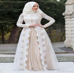 2022 Long Sleeve Evening Gown Arabic Muslim Formal Dresses A Line Long Women Party Gowns With Lace9864923