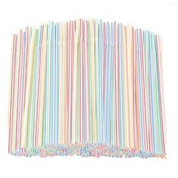 Disposable Cups Straws Plastic Drinking Multi-colored Striped Bendable Elbow Rietjes Party Bar Supplies