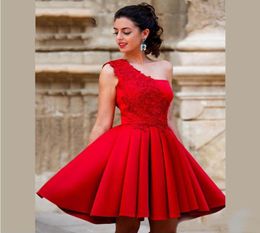 New Arrival Short Length A Line Homecoming Dresses One Shoulder Beautiful Satin Graduation Party Dresses Sweet Dresses8223530