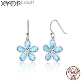 Stud XYOP Natural Larimar Blue Niche Five-Petal Flower Ear Hook Burning Christmas Warm For Warm Winter PraiseC24319