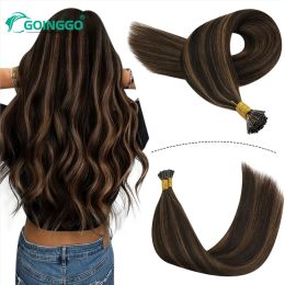 Extensions Straight I Tip Hair Extensions Natural Real Human Fusion Hair Extensions Ombre Colour Balayage Medium Brown 1226Inch 100Pcs