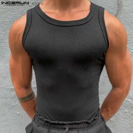 Men's Tank Tops Tops 2023 American Style Mens All-match Simple Sports Fine Stripe Knitted Waistcoat Casual Solid Sleeveless Vests S-5XL L240319
