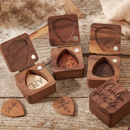 Party Decoration Personalised Guitar Pick Box Single-Chip Custom Wood Organiser Music Guitarist Valentine