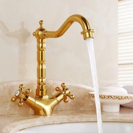 Bathroom Sink Faucets Fashion Brushed Gold Brass Basin Faucet Washbasin Water Mixer Tap Black Anitique Copper