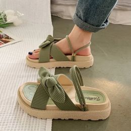 Sandals Women Sandalias Mujer Summer Fairy Style 2023 New Fashion Student Platform Roman Lady Sands Flat Shoes Cute Slippers