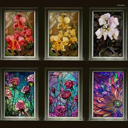 Window Stickers Stained Glass Film Sticker Static Cling Remove Flower Rose Home Decoration For Windows Custom Designs Welcom