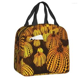 Storage Bags Abstract Art Yayoi Kusama Pumpkin Insulated Lunch Tote Bag For Women Aesthetic Resuable Cooler Thermal Bento Box School