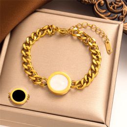 Hip Hop Black And White Round Pendant Chain Vinegar Fashionable 14K Gold Bracelet Simple And Charming Wedding Jewellery