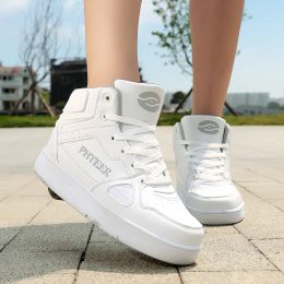 Shoes Summer Spring Kids Sneakers with Wheel Children Heely Shoes Boys Roller Skate Shoe Girls White Outdoor Trainers Black