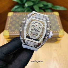 Luxury mens Mechanics Watches Richa Wristwatch ghost men's automatic mechanical Mill r watch hollowed out diamond skull with unique personal GUA8