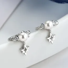 Backs Earrings Minimalist Pearl Ear Cuff Clip Non-Piercing Bone Six-pointed Star Ring Without Puncture For Women Jewelry