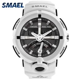 New Electronics Watch Smael Brand Men's Digital Sport Watches Male Clock Dual Display Waterproof Dive White Relogio 1637262C