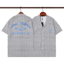 Men's Striped button up Shirt Classic Simple Beach Vacation Printed Short Sleeve Summer Loose Casual Lapel Buttoned Quick Dry Top