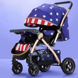 Strollers# designer Four-wheel Strollers High Landscape Strollers Baby Car Trolley Pram Baby Carriage Foldable and Washable Multifunctional Stroller L240319