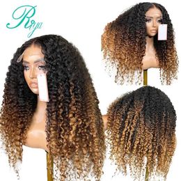 Synthetic Wigs Honey Blonde Jerry Curly 13x6 Lace Front Human Hair Wigs For Black Women Brazilian 4x4 Lace Closure Wig Human Hair Remy 250% 240328 240327