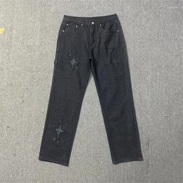 Men's Pants Good Quality BROKEN PLANET Embroidered Stars Washed Jeans Men Heavy Fabric Women Unisex Loose Casual Denim