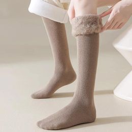 Women Socks Winter Thick Wool Terry Stockings Thicken Over Knee Female Warm Long Thigh Snow Calcetines Medias