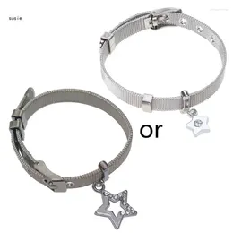 Link Bracelets X7YA Belt Bracelet For Women Egirl Punk Cool Pentagram On Hand Jewellery