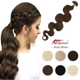 Extensions Moresoo Nail Tips Body Wave U Tip Hair Extensions Machine Remy Tipped Human Hair 1G/1S 50G 100% Real Hair Keratin Hair Extension