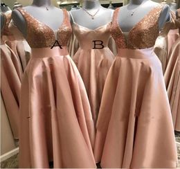 Rose Gold Sequins Bridesmaid Dresses For Africa Unique Design 2019 New Full Length Wedding Guest Gowns Junior Maid Of Honor Dress 1929361