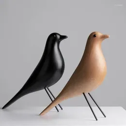 Decorative Figurines TingKe Nordic Simple Ins Wooden Bird Ornaments Creative Home Decoration Wood Solid Crafts Housewarming Birthday Gift
