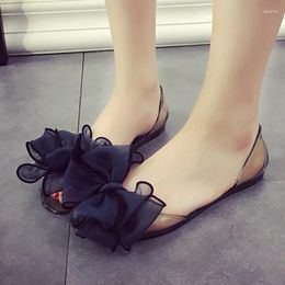 Sandals Shoes For Women 2024 One Pedal Women's Summer Bow Tie Solid Color Beach Female Flat Casual