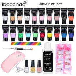 Kits Poly extension gels Set 15ml Poly Nail Gel 20 Colours Quick Polish With Base And Top Coat Slip Solution Brush Nail File Dryer