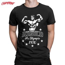 Men's T-Shirts Arnold Schwarzenegger Mr Olympia Mens T-shirt humorous T-shirt with short sleeves cut under the neck cotton summer tops 240327