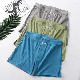 Underpants Boxers Men's Elastic Cotton Underwear Comfortable Loose Boxer Briefs Sleeping Threaded Open Shorts Male Panties