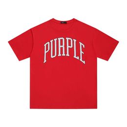 2024 Spring/Summer New Big Red Letter Purple Print Basic Mens and Womens Large Short sleeved T-shirt ee01