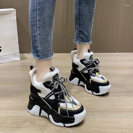 Casual Shoes 2024 Designer Sneakers For Women Winter Mixed Colours Short Plush Lace-up Platform Ladies Zapatos Para Mujeres