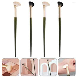 Makeup Brushes 4 Pcs Nose Shadow Brush Eyeshadow Small Concealer Contour Wooden Handle Angled