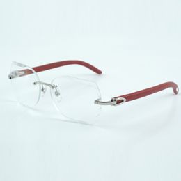 Micro cut fashionable transparent lenses 8300817 with natural tiger or red or green wood arm size 18-135 mm